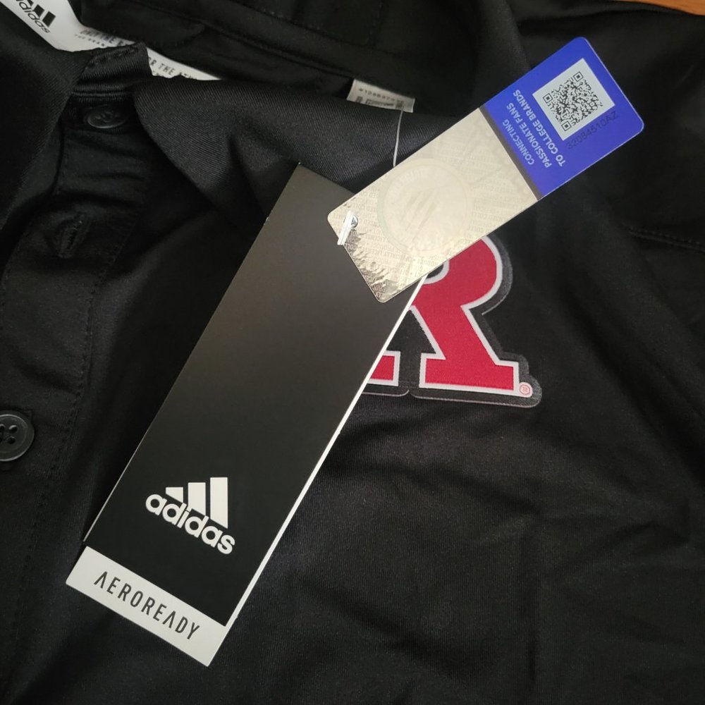 Rutgers Scarlet Knights Adidas Tech Polo Football Coach Shirt Black GE1748 XL 2X - Picture 6 of 8